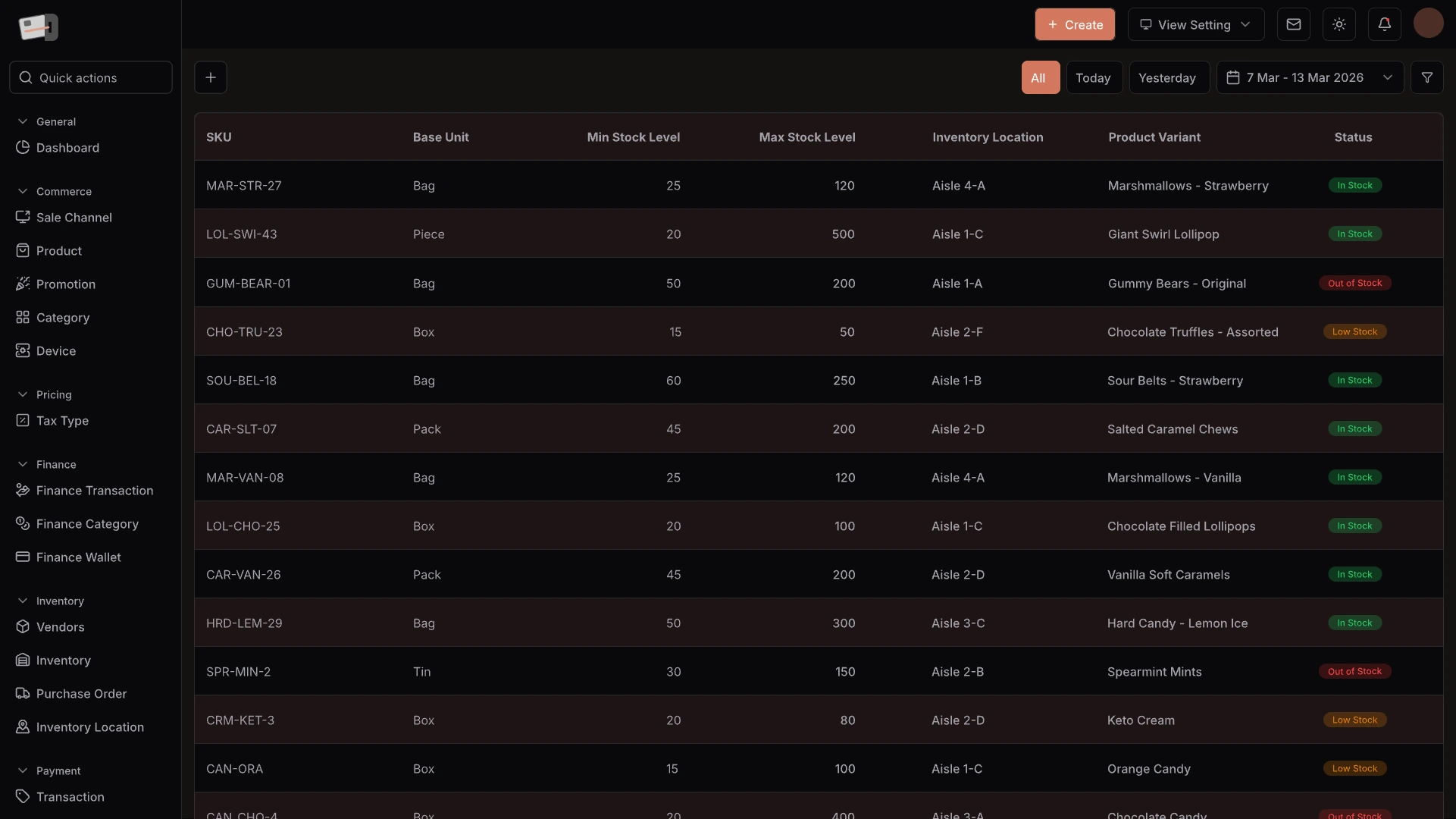 Tính năng quản lý kho hàng