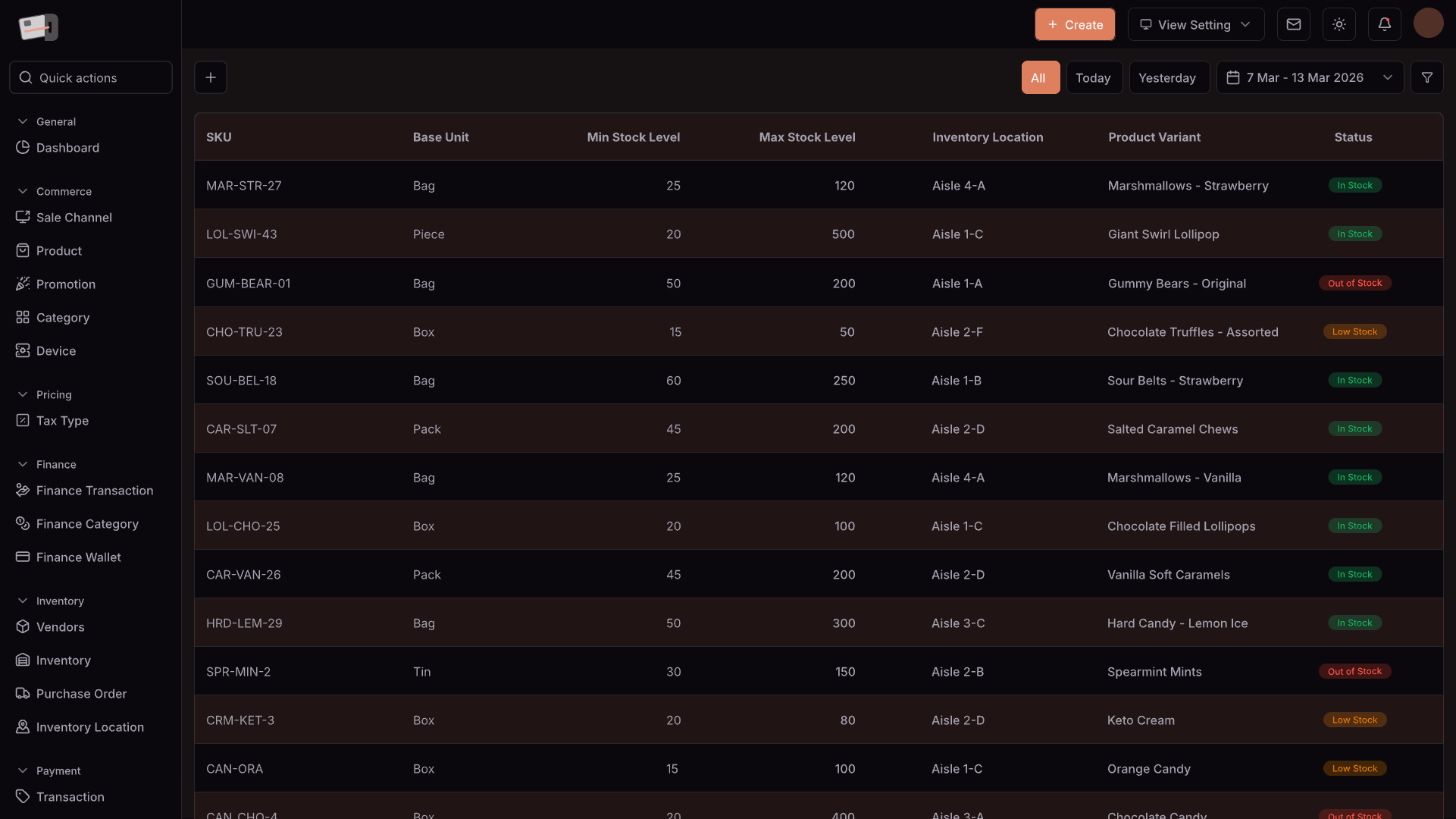 Tính năng quản lý kho hàng