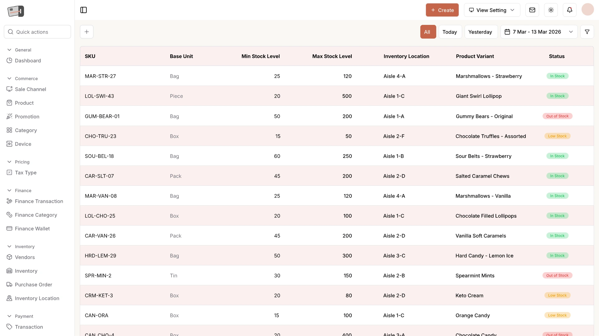 Tính năng quản lý kho hàng