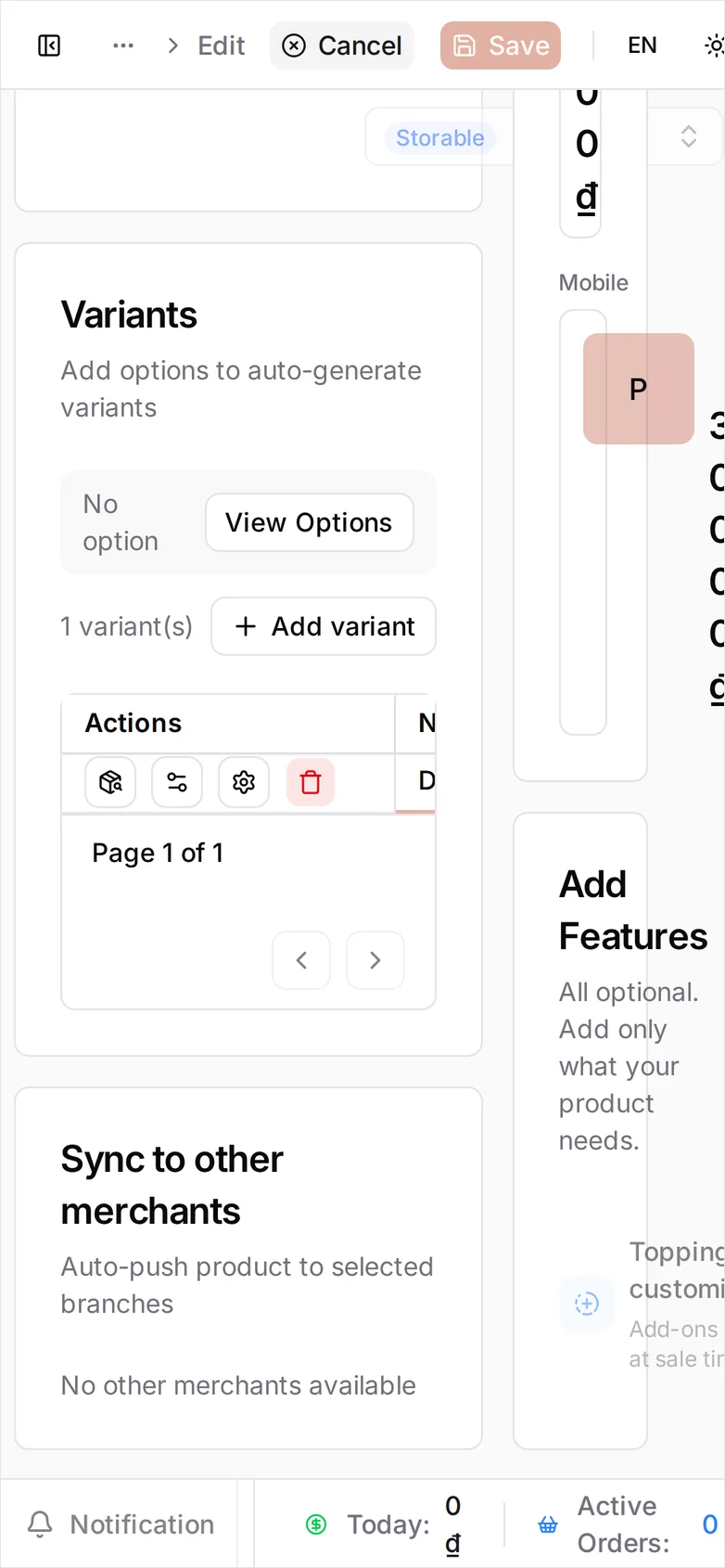 The disabled Variant Type field reading Storable at phone width